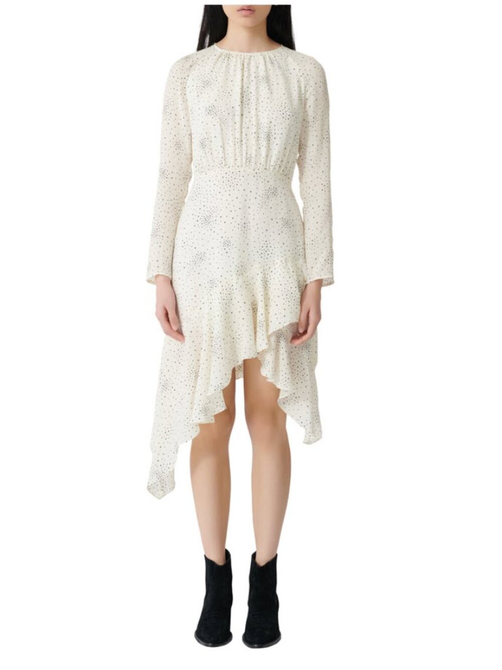 Maje Reto Long Sleeve Asymmetrical Dress SZ FR38/US6